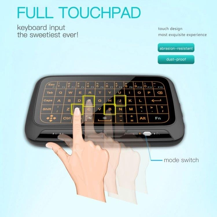 Trådløst Mini Tastatur med Full Touchpad & Justerbar Belysning