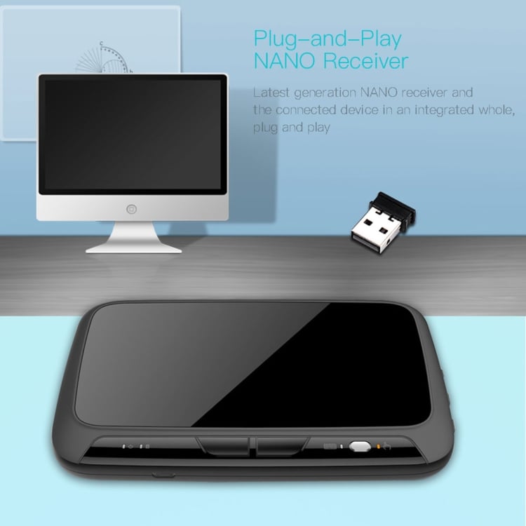 Trådløst Mini Tastatur med Full Touchpad & Justerbar Belysning