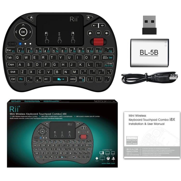 Trådløst Mini Tastatur med Full Touchpad med Belysning