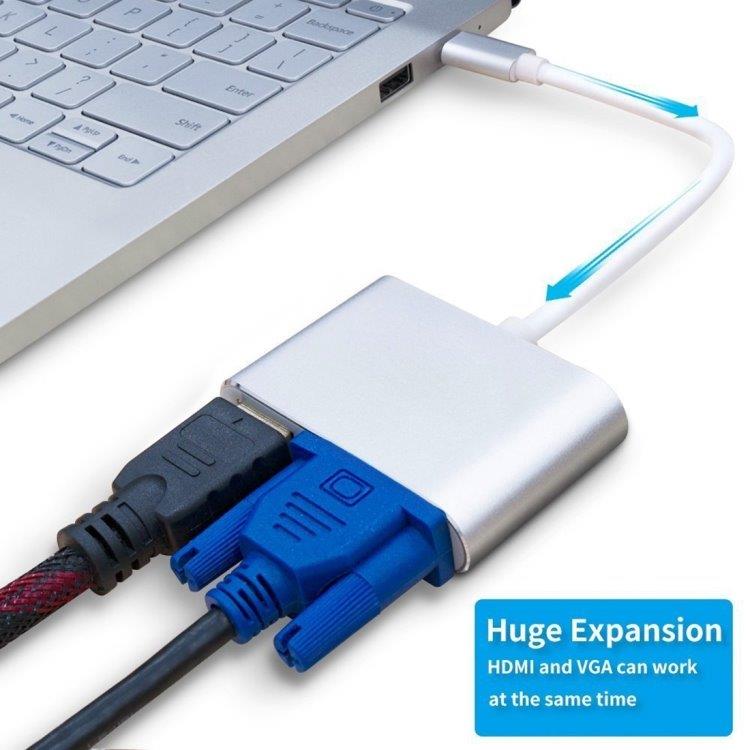 Konverter / Adapter VGA & HDMI til USB-C / Type-C Hub