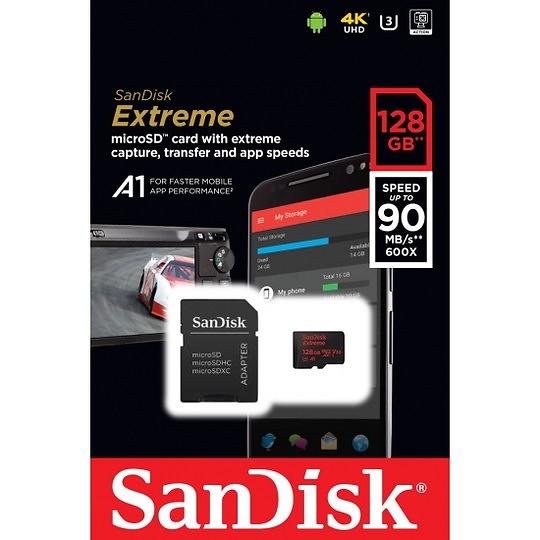 128GB SanDisk Extreme MicroSDXC Class 10 UHS-I Class 3 100/60MB/s A1