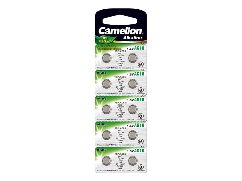 Camelion Knapcelle Batterier AG10 / SR54 / LR54 - Pakke med 10 stk.