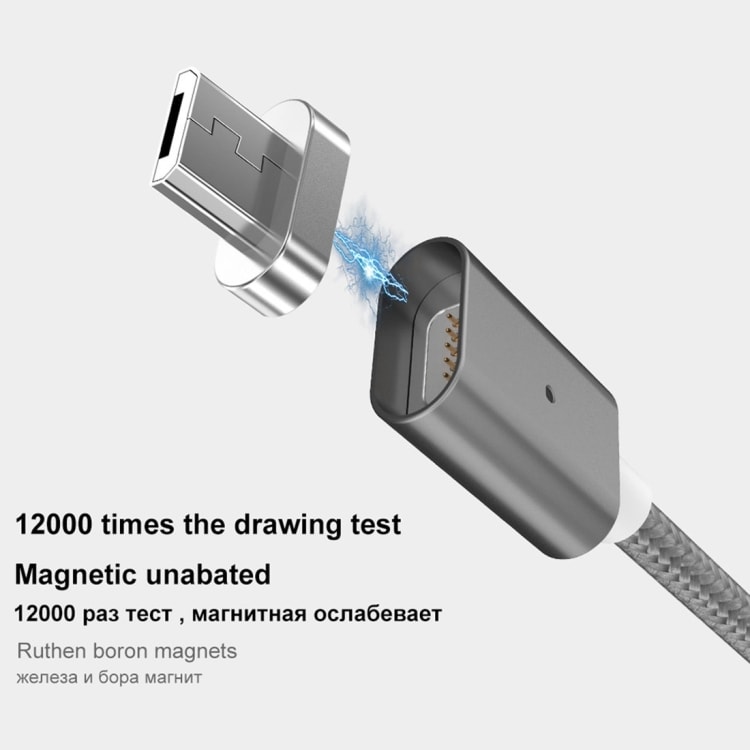 FLOVEME Ladekabel iPhone + Micro-Usb med Magnetiske udskiftelige kontakter, 1m