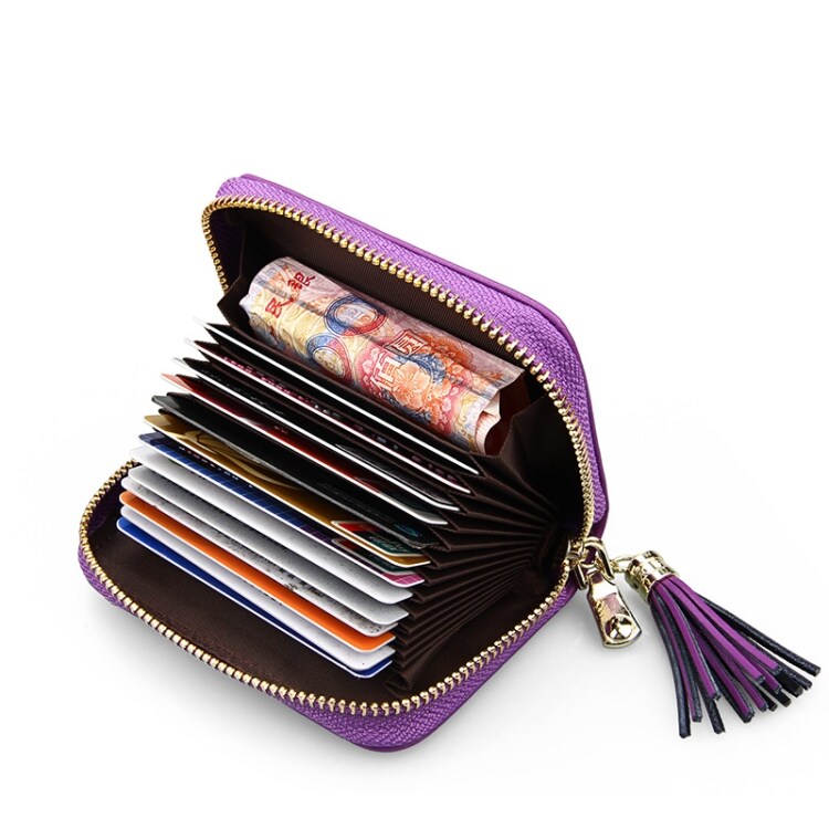 RFID Dame-tegnebog med lynlås - 15 rum til kort