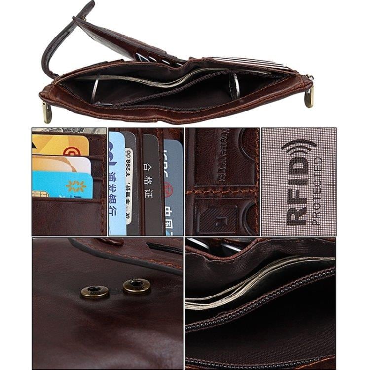 RFID Tegnebog i ægte skind med lynlås