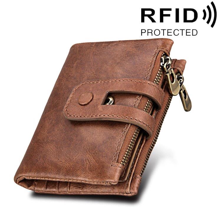 RFID Tegnebog i ægte skind med lynlås