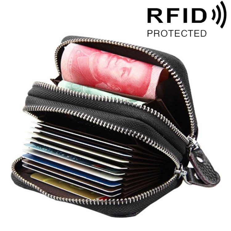 Brun Tegnebog med RFID-beskyttelse - Mange rum