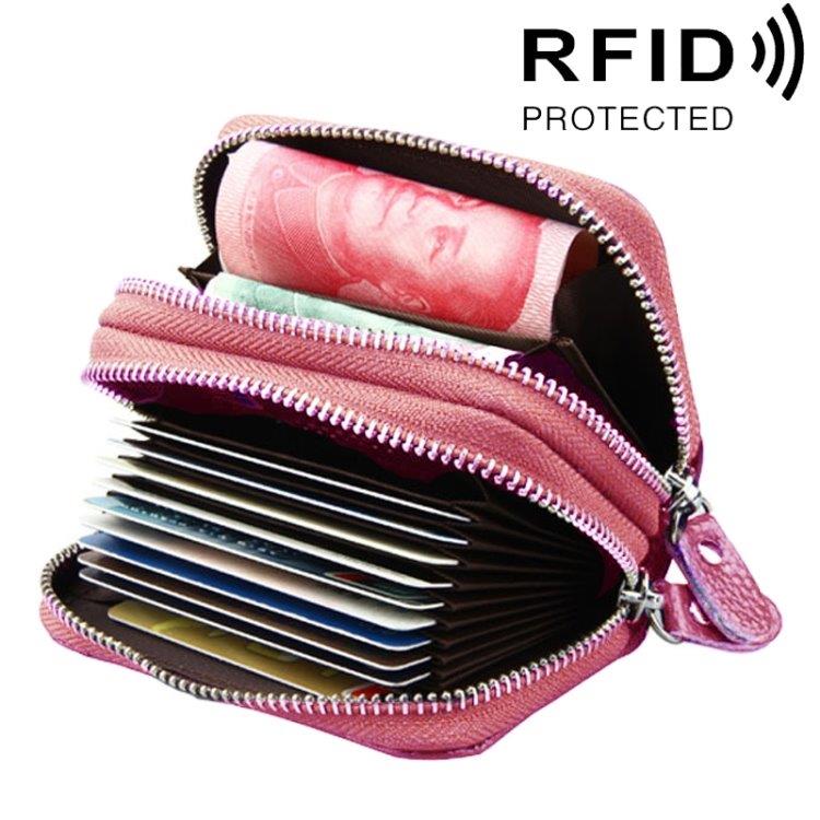Rosa Tegnebog med RFID-beskyttelse - Mange rum