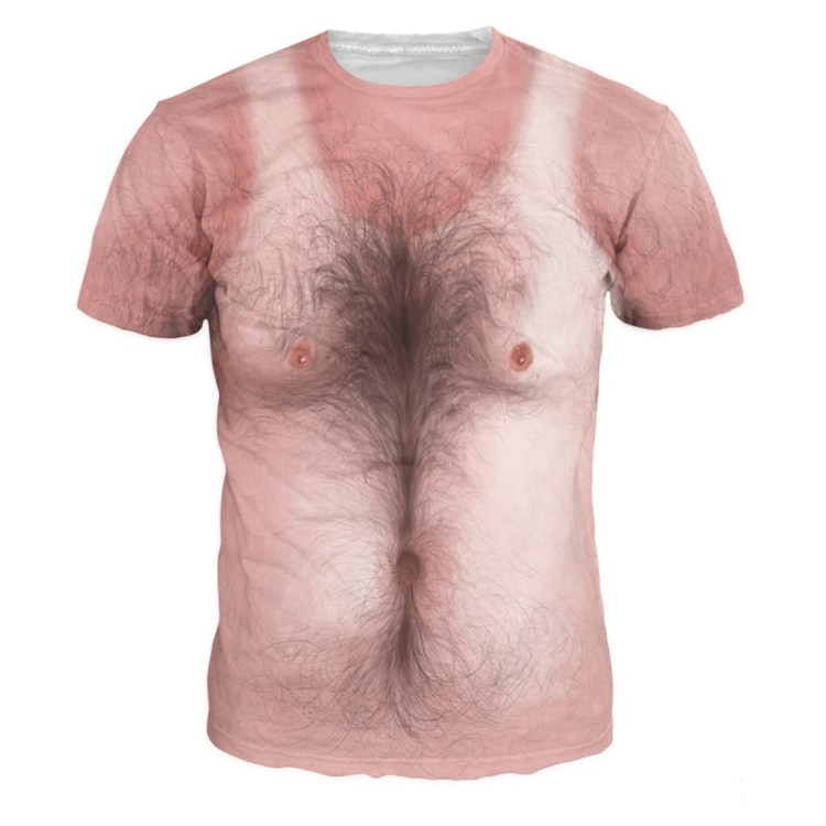 Dad T-shirt / Manshirt med behåret ølmave - 2XL