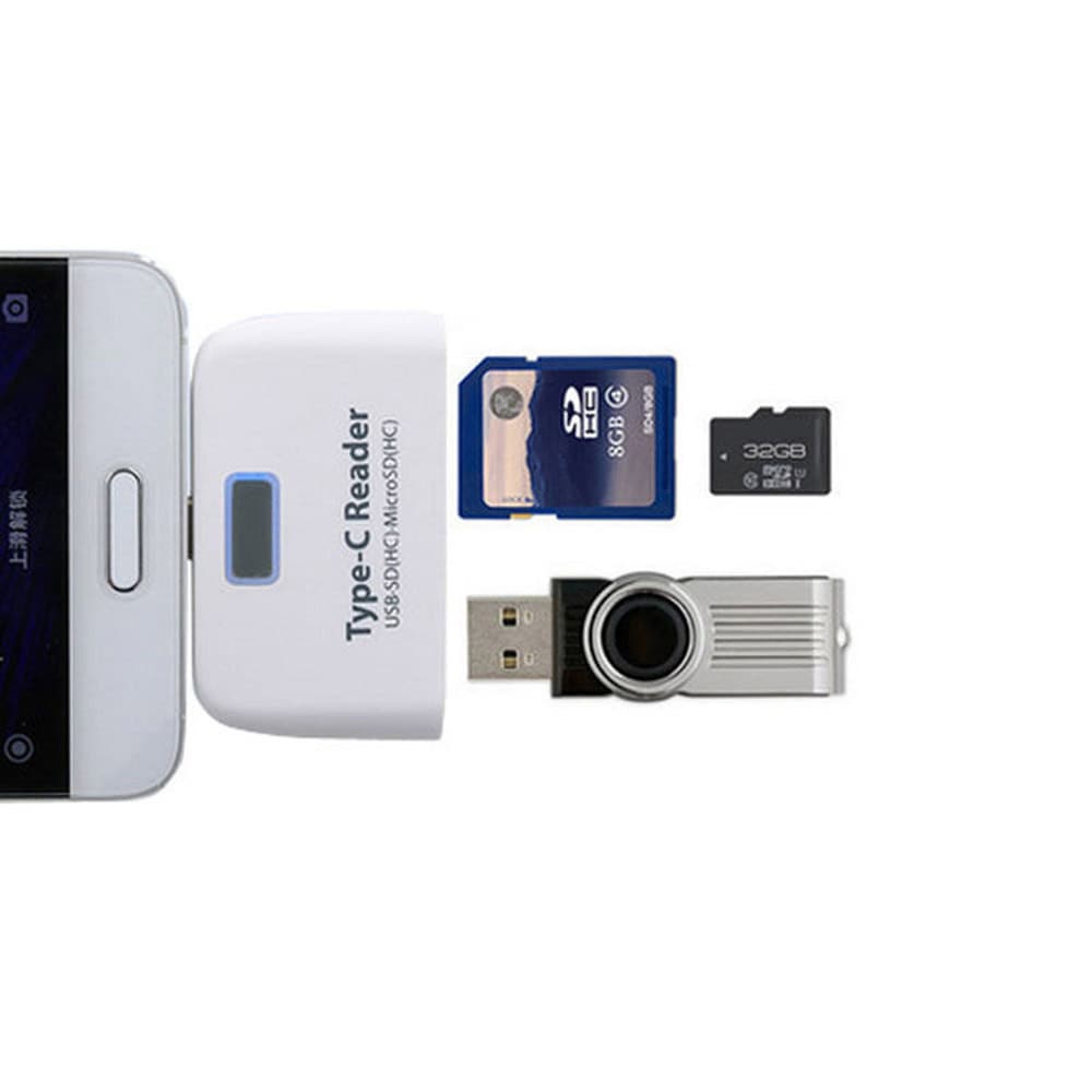 3i1 Kortläsare med USB 3.1 Typ C - Micro-sd / Usb-Minne OTG