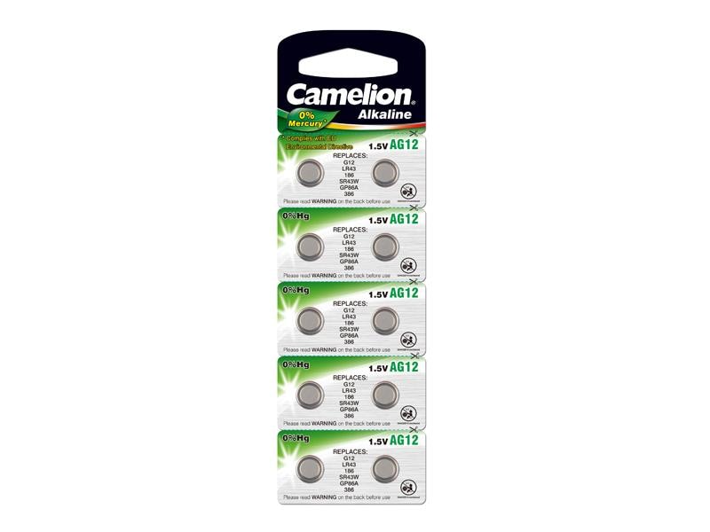 Camelion AG12 / 301 / 386 / LR43 Knapcellebatteri Pakke med 10 stk.