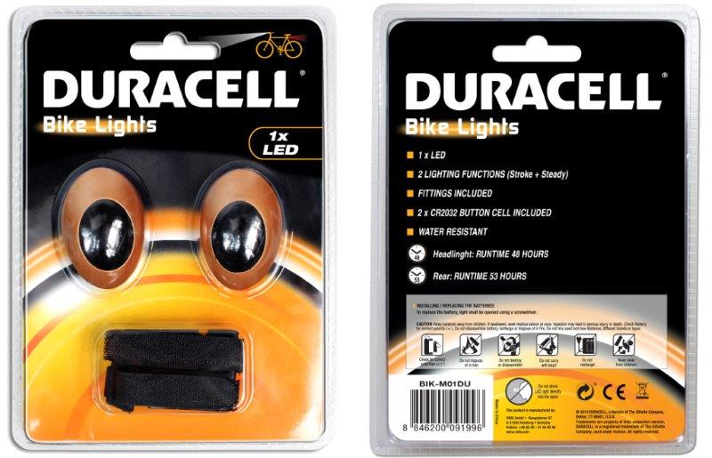 Cykellygte Front + Bag LED Duracell