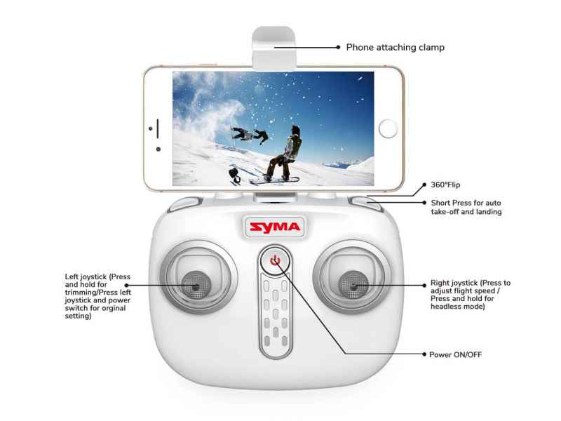Drone SYMA X22W 2.4G med Gyro og Kamera - Sort