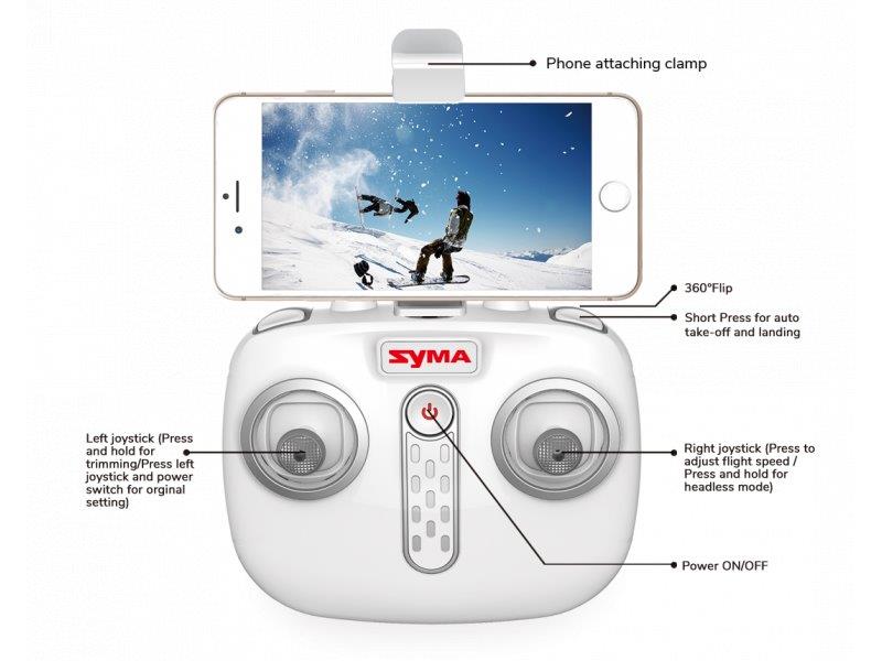 Drone SYMA X22W 2.4G med Gyro og Kamera - Hvid