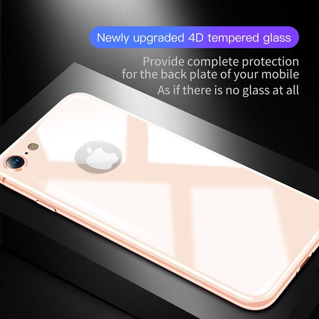 Baseus Skærmbeskyttelse Bagside Hærdet Glas iPhone 8 - Guld