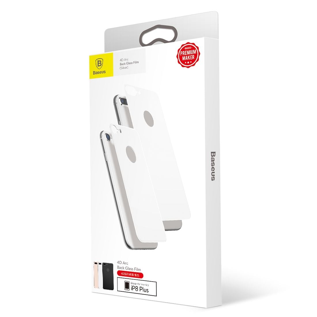 Baseus Skærmbeskyttelse Bagside Hærdet Glas iPhone 8 - Sølv