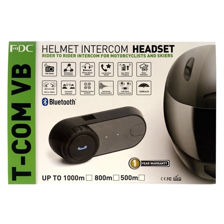Bluetooth Motorcykel Hjelm Intercom 800m med FM Radio