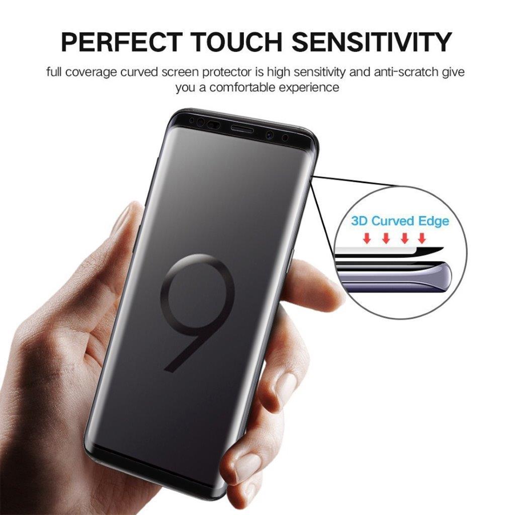 Buet Fuld Skærmbeskyttelse Hærdet Glas Samsung Galaxy S9 - Sort