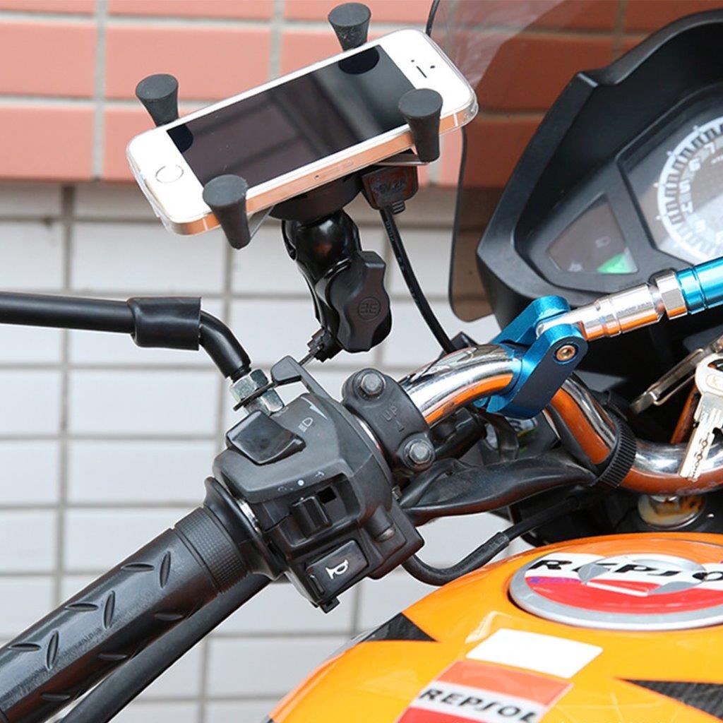 Universal Motorcykel Mobilholder med USB Lader