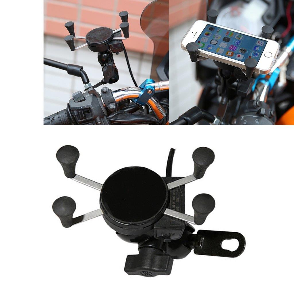 Universal Motorcykel Mobilholder med USB Lader