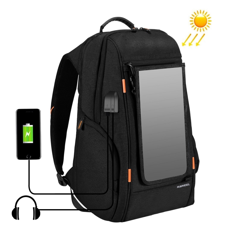 HAWEEL Multifunktions-rygsæk for laptop med solcellepanel for opladning