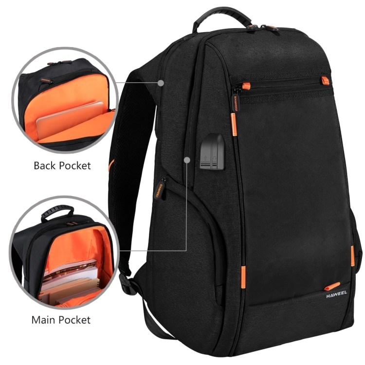 HAWEEL Multifunktions-rygsæk for laptop med solcellepanel for opladning
