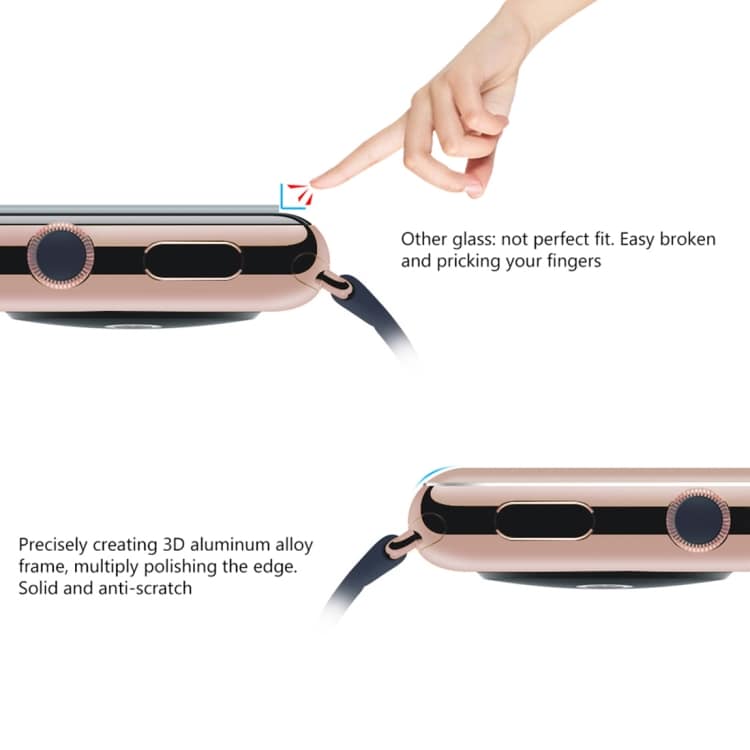 Rosa Skærmskåner i hærdet glas Apple Watch Series 3 38mm