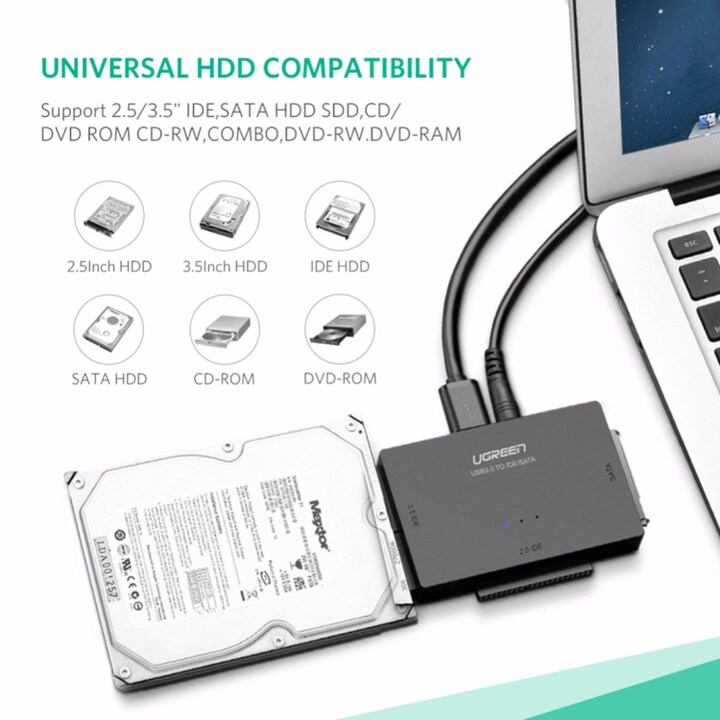 Adapter USB 3.0 til SATA / IDE Harddisc 2.5" / 3.5"