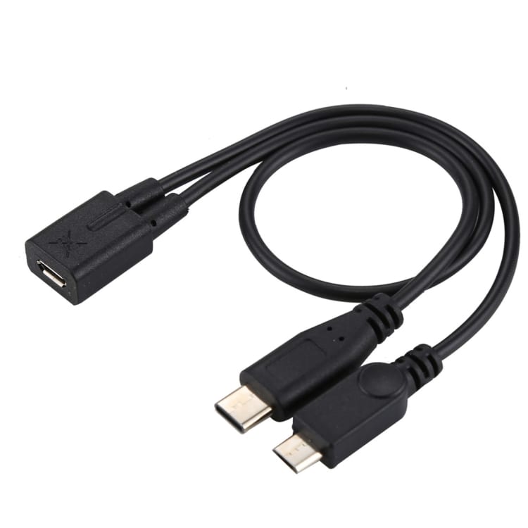 Adapter Micro-USB hun til USB Type-C + MicroUSB
