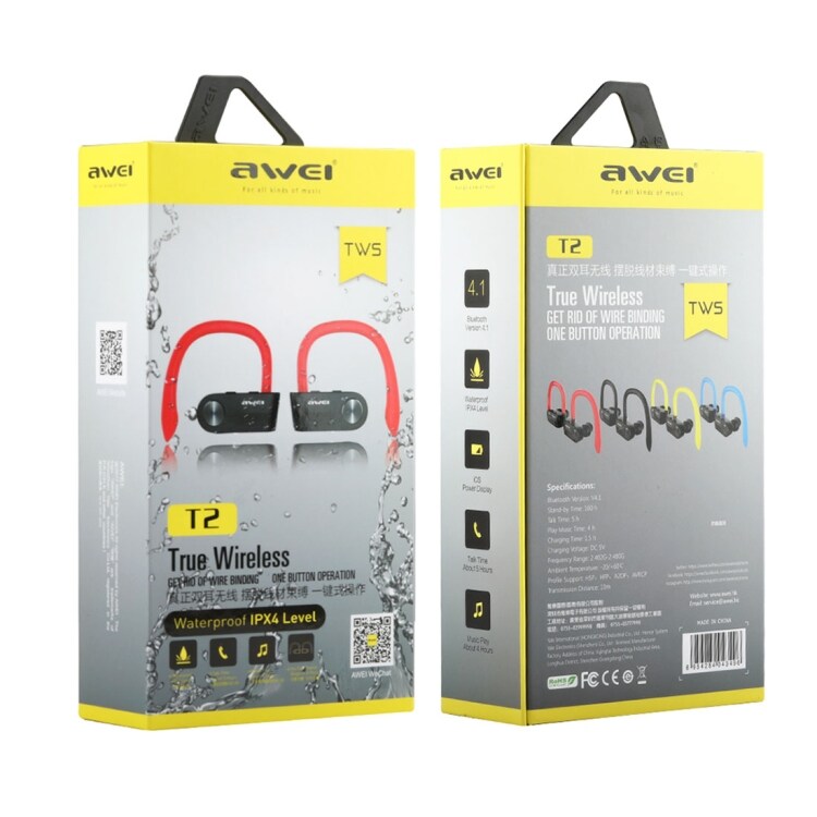 AWEI T2 Sport Bluetooth Headset - Sort