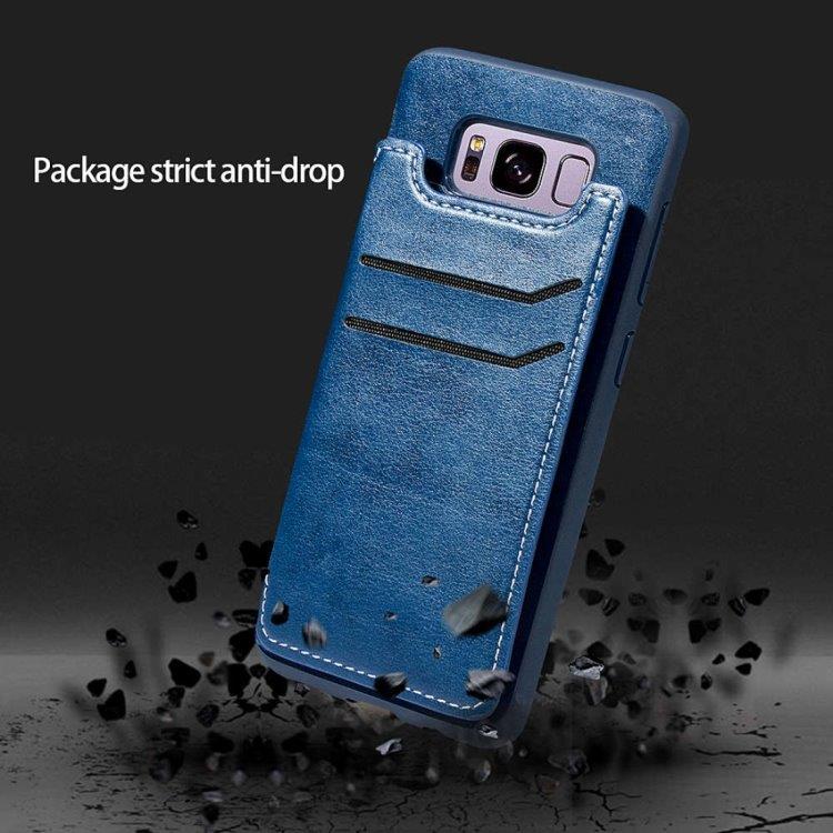 Bagcover Kunstlæder Kortrum+Stativ Samsung Galaxy S8 - Sort
