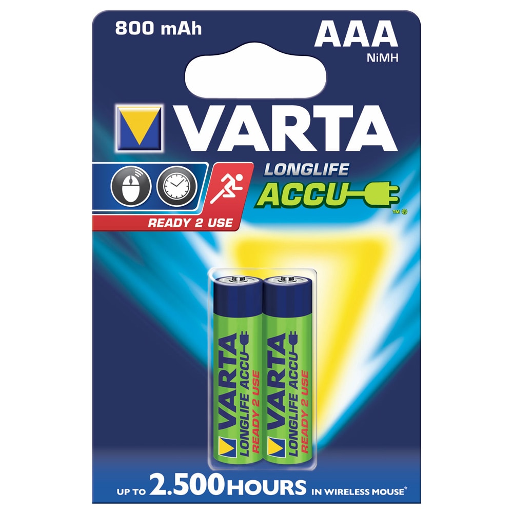 VARTA opladeligt batteri AAA Micro 2er 800mAh (udladningssikret)