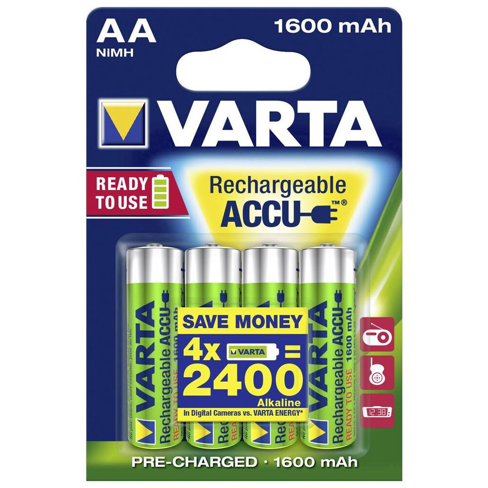 Opladeligt batteri R6 (AA) NiMH Varta Ready2Use HR06 1600 mAh 1.2 V 4 stk.