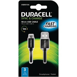 Duracell Micro USB Datakabel 1 m - Sort