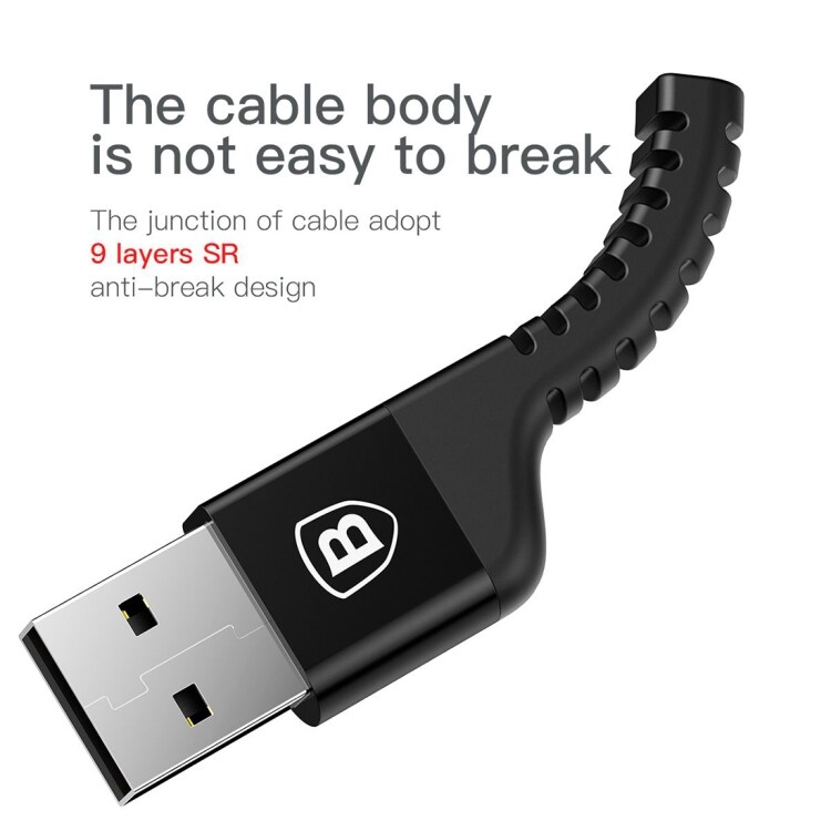 Baseus Flettet USB-kabel USB A til USB C 1.5m Sort