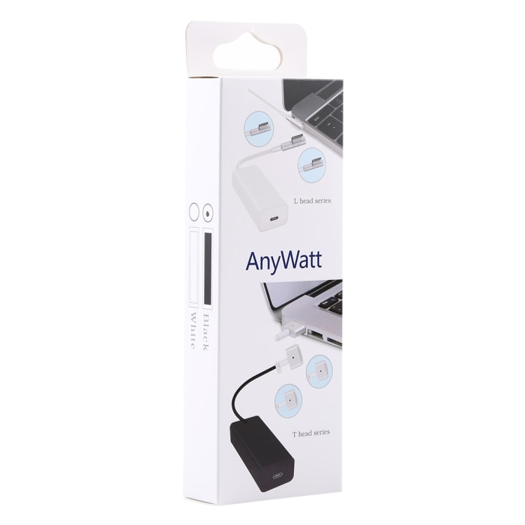 AnyWatt 85W USB-C Hun - MagSafe 1 Konverter Hvid