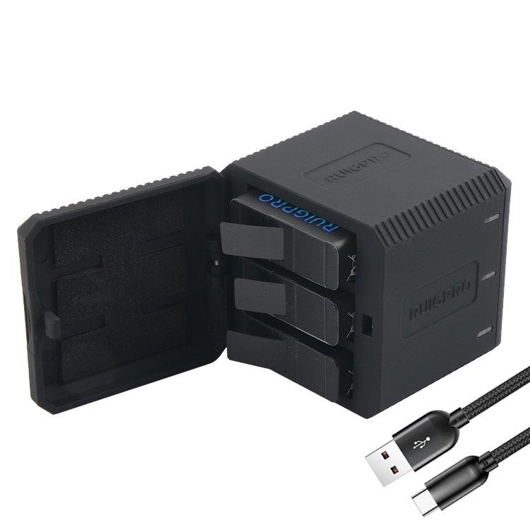 USB Batterlader 3 batterier til GoPro HERO6 /5/7/7