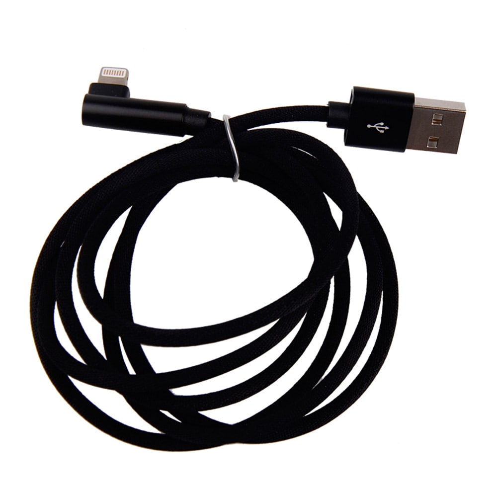 Lightning USB-kabel vinklet 1,2m Sort