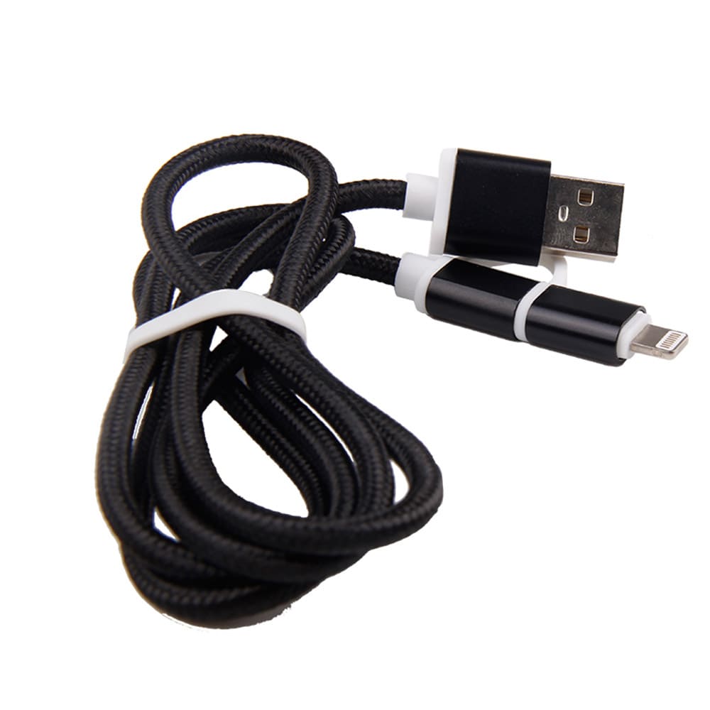 2i1 USB-kabel MicroUSB/lightning Sort 1m