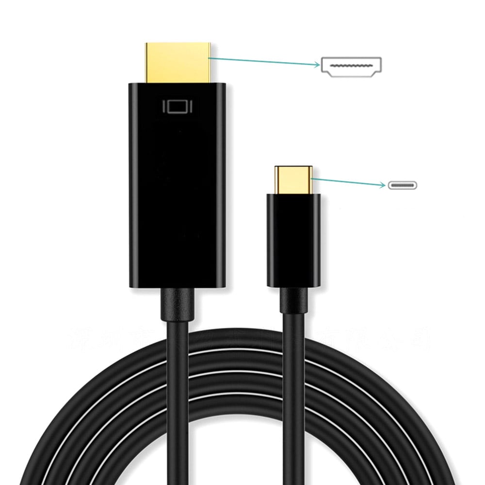 USB Type C - HDMI-kabel 1,8m Sort