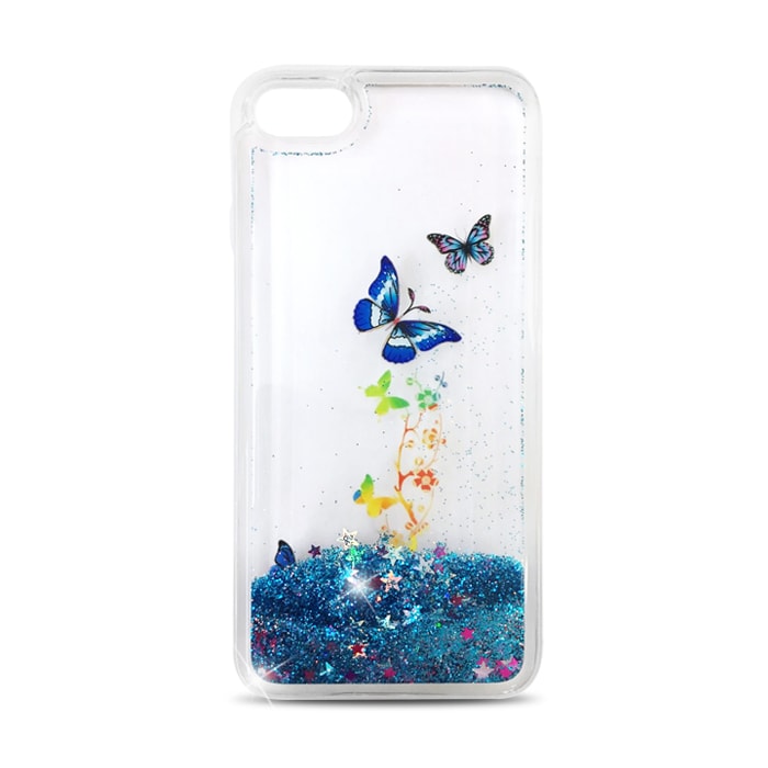 Liquid Glitter Bagcover iPhone 7 - Blå