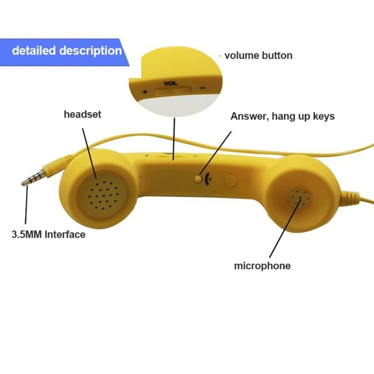 Retroheadset Telefonrør 3,5mm Sort