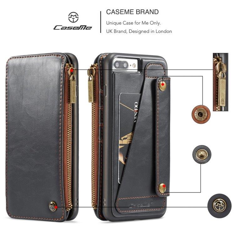 CaseMe-011 Tegnebogsfoderal iPhone 8 Plus & 7 Plus Sort