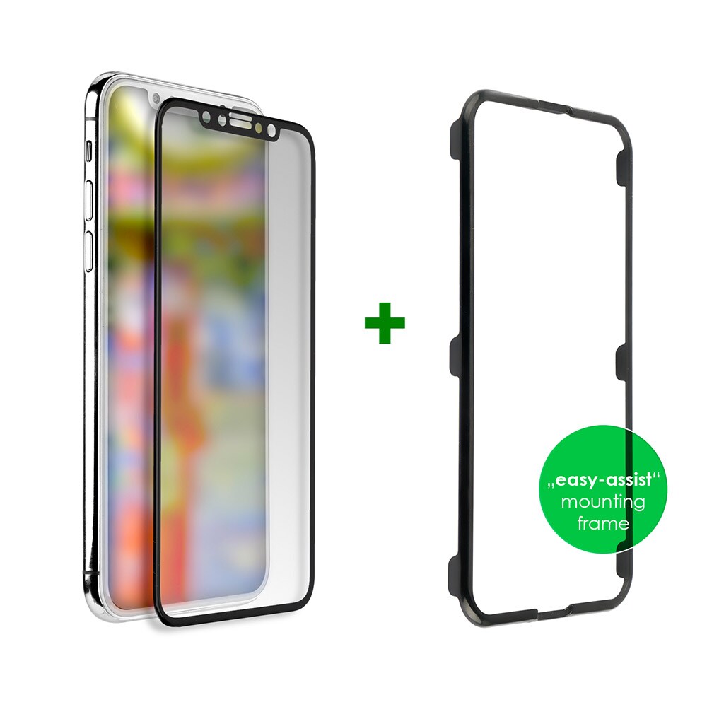 4smarts Second Glass Curved Colour Frame Easy-Assist iPhone Xs Max Svart