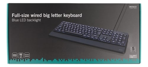 DELTACO Full-size tastatur med ekstra store bogstaver