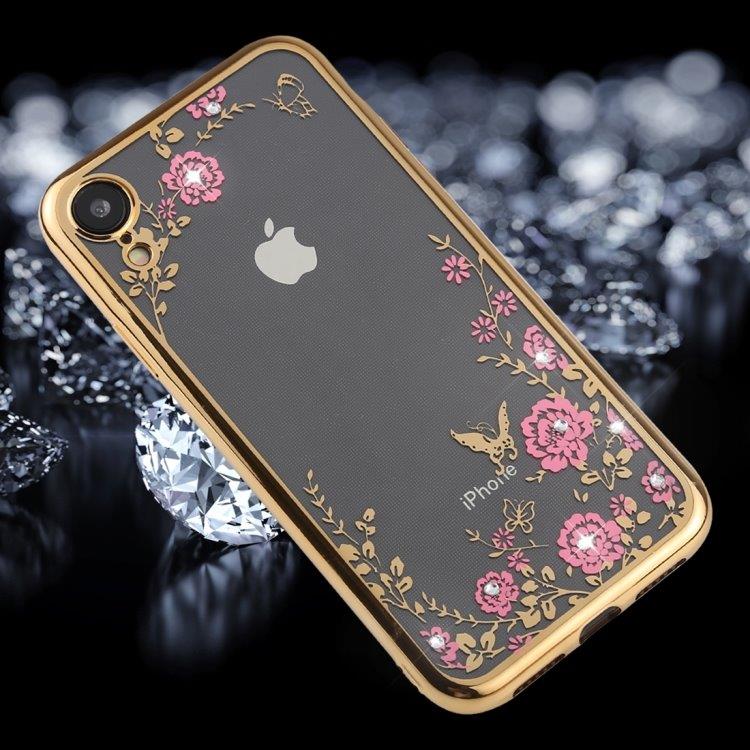 TPU Bakcover Blomst iPhone XR Guld