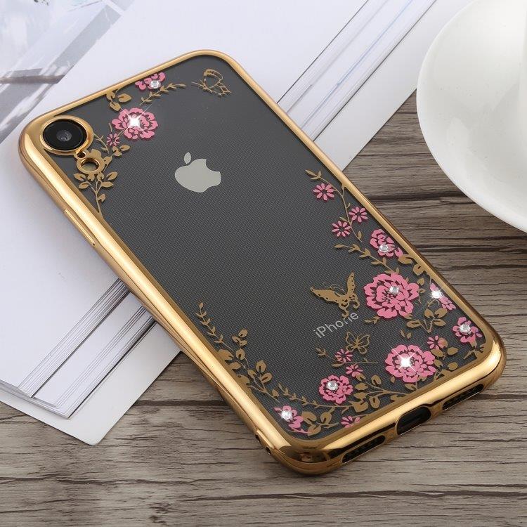 TPU Bakcover Blomst iPhone XR Guld