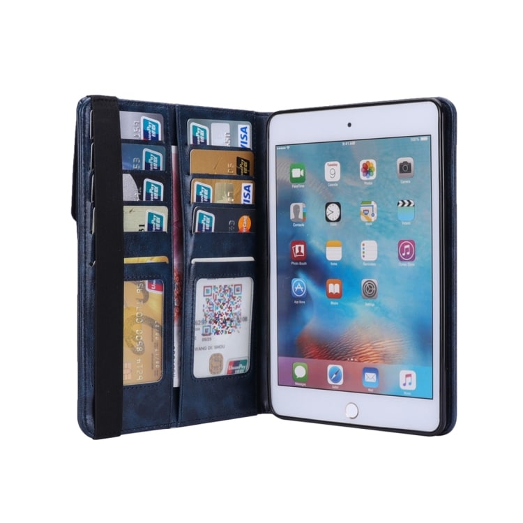 Foderal med stativ  & Kortpladser iPad mini 4/3/2/1 Mørkeblå