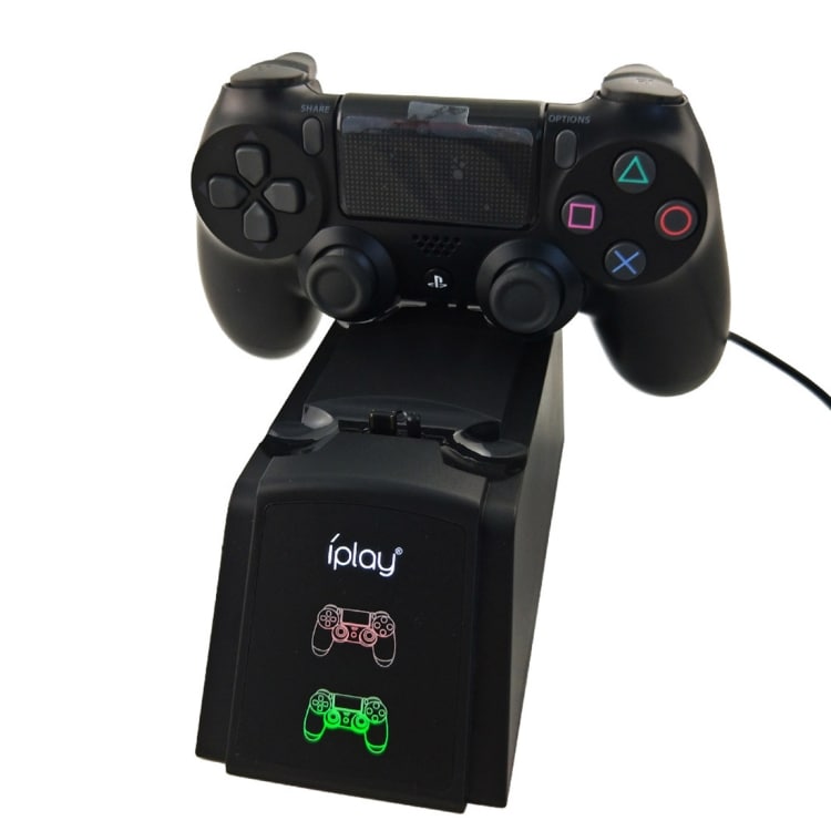 Dobbelt ladestation Sony Playstation 4 PS4 med LED