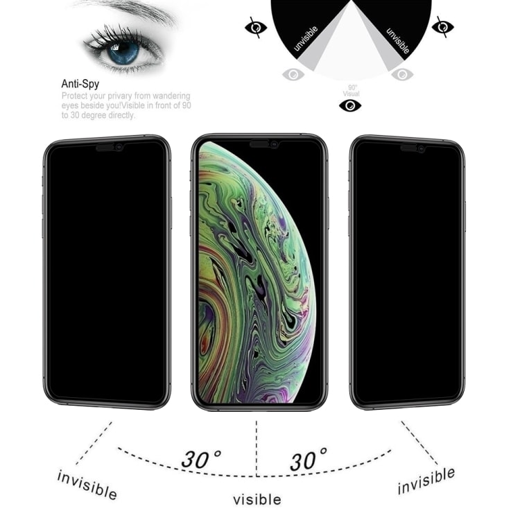 Diskretions-skærmskåner i tempereret Glas iPhone XS Max / iPhone 11 Pro Max